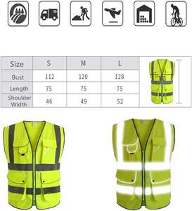 Chaleco de Seguridad Reflectante y Transpirable Personalizado de Alta Visibilidad al por Mayor con Bolsillos para Hombre, Cuello en V, Carcasa de Poliéster/Nylon - Product Image 3