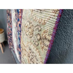 Vintage Turkish Rug, 2x5.2 ft <b>Runner</b> Rug, Blue <b>Red</b> Polka dot Rug - Product Image 3