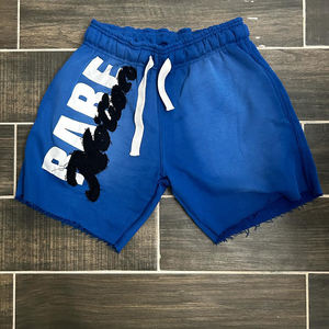 Short de gym unisexe en coton épais de style vintage Short de fitness décontracté pour hommes Haut de gamme Sweat respirant French Terry Fleece Distressed Edge - Product Image 4