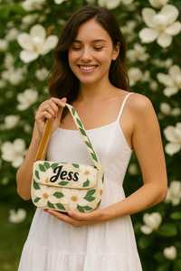 Bolso de Magnolia con cuentas, monedero con cuentas florales, bolso de flores blancas, bolso de hombro de primavera, monederos con cuentas de verano, bolsos florales hechos a mano - Product Image 3