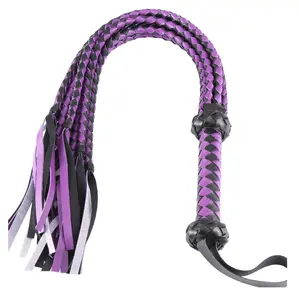 LIGHTWEIGHT SYNTHETIC RESIN BRAIDED WHIP/CROP AND FLOGGER WITH WOODEN HANDLE / CUSTOM DESIGN BRAIDED FLOGGERS