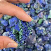Collection de spécimens d'azurite et de malachite, pierres brutes pour la décoration intérieure Feng Shui