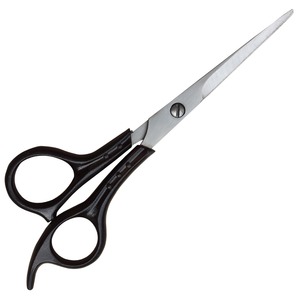 Tijeras de Peluquería con Mango de Plástico Negro y Hojas de Acero Inoxidable, Punta Roma, Tijeras de Barbero 5.5 - Product Image 1