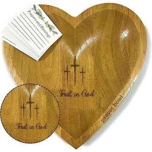 Bol en bois poli en forme de cœur, écologique, pour offrandes religieuses et pratiques de pleine conscience, disponible à prix d'exportation - Product Image 1