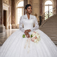 Robes de mariée bouffantes Jancember CM33 vintage à col haut avec broderie et dentelle