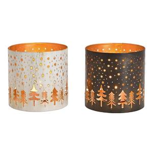 El más increíble portavelas con luz en T, forma de cilindro, Metal, negro y dorado, acabado de grabado, diseño de portavelas votivo - Product Image 4