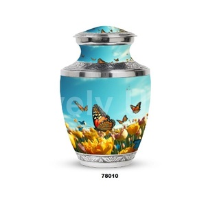 Urna grande de aluminio hermosa mariposa cremación para adultos para cenizas humanas urna funeraria decorativa de tamaño completo con bolsa de terciopelo gratis - Product Image 1