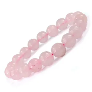 Natural Rose Quartz 10mm Round Bead Bracelet for Love Emotional Healing & Peace - Product Image 1