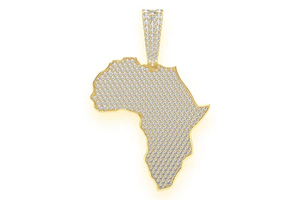 Colgante con abalorio de mapa de África en plata de ley 925 con acentos de laboratorio brillantes y diamantes brillantes - Product Image 4
