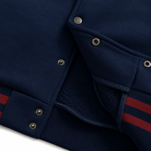 SINEWY SPORTS <b>Men's</b> Navy Varsity <b>Jacket</b> Embroidered Patch Design Preppy Style Cotton Shell Regular Fit Autumn Wear - Product Image 6