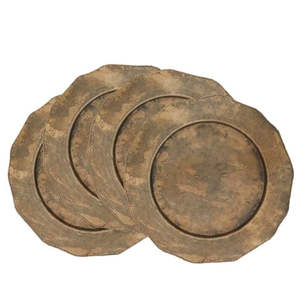 Assiette de service en métal antique au prix de gros, finition brune, vente chaude, articles de cuisine de luxe, forme irrégulière, sûre - Product Image 1