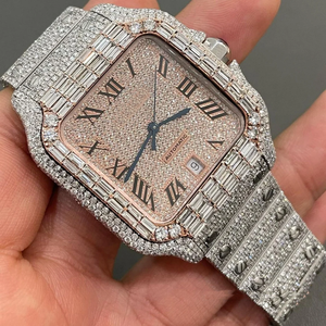 Reloj analógico de acero inoxidable de calidad inmejorable Lujo Nuevo Iced out Moissanite Diamond VVS Clarity Impermeable - Product Image 3