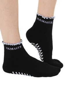 Calcetines de yoga pilates personalizados, logotipo bordado, diseño de volantes, agarre personalizado, pliegue multicolor, barra ajustable, Calcetines antideslizantes - Product Image 3