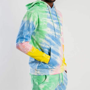 Ensemble sweat-shirt et pantalon de survêtement en molleton pour homme, motif tie-dye pastel, deux pièces, coupe ajustée, décontracté, athlétique, pour l'entraînement - Product Image 5
