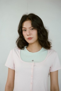 Camiseta de Verano Casual de Manga Corta para Mujer, Corte Regular, Viscosa, Elastano, Poliéster, Bordada, Secado Rápido, Transpirable, Color Sólido - Product Image 5