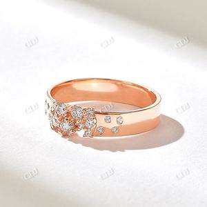 กลุ่มเพชรกลม3.90มม. กว้างแต่งงานทำด้วยมือ14K ทองหลายหินแหวนเพชรซ้อนวงสำหรับผู้หญิงยอดขายสูงสุด - Product Image 5