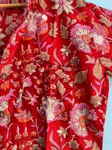 Camisa informal de algodón con estampado de bloques a mano para hombre, ropa de Otoño Invierno, camisa con estampado Floral para fiesta, ropa de playa, camisa - Product Image 3