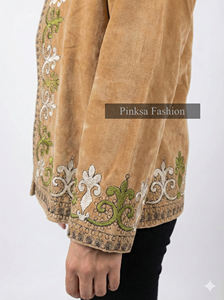 Wholesale Blue Floral Embroidered Knitted <b>Velvet</b> Cotton Jacket for <b>Women</b> Handmade Suzani Ethnic Style Winter <b>Coat</b> Outerwear - Product Image 3