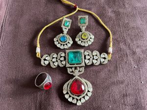 Conjunto de Gargantilla Kundan de moissanita de lujo de calidad superior perfecto para bodas, ocasiones festivas, ropa de fiesta, conjunto de joyería llamativa - Product Image 2