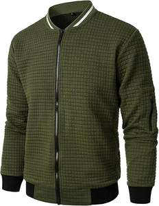 HOOD CREW <b>Men's</b> Lightweight Woolen Varsity Bomber <b>Jacket</b> <b>Casual</b> Embroidered Stand Zipper <b>Smart</b> Winter Style OEM Customizable - Product Image 2