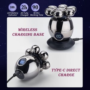 Rasoir électrique pour hommes et femmes, 2 têtes de rasage rotatives, rasoir pour crâne chauve, étanche IPX7, utilisation humide/sèche avec base de charge sans fil - Product Image 6