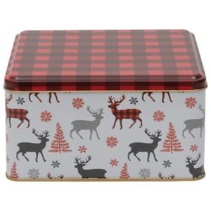 Kontensan EF02832 198x198x100 mm Deer Pattern Plaid <b>Decorative</b> <b>Storage</b> <b>Box</b> 3.7L Square Metal for Organization and Home Decor - Product Image 2