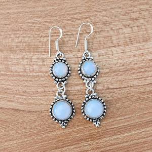 Pendientes de Opalita Multicolor, Plata 925, Estilo Bohemio, Hechos a Mano, con Cristales, Regalo para Ella - Product Image 5