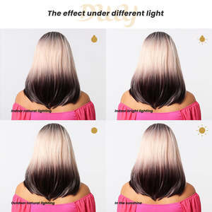 Peluca Sintética Larga y Lisa sin Pegamento Amara C-DWY, con Frente de Encaje Transparente, Degradado Rosa, con Raya al Medio - Product Image 6