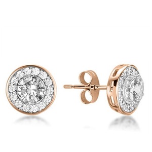 Elegantes Pendientes de Diamantes Finos con Corte Redondo y Halo Simple, Diamante Cultivado en Laboratorio de 0.60 Ct en Platino para Ocasiones Especiales y Fiestas - Product Image 3