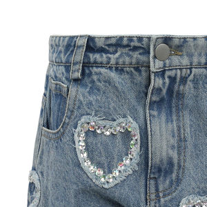 Pantalones cortos de mezclilla de algodón para mujer Lavado con ácido Diseño desgastado Dobladillo crudo Estilo vintage Pantalones cortos transpirables informales de verano - Product Image 3