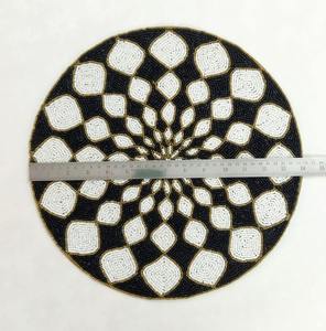 Luxury <b>Beaded</b> <b>Placemat</b> Gold Cloth Western Embroidered PVC Lace Laser Cut Felt Coffee Custom <b>Placemats</b> Round Jute Tablemats - Product Image 3