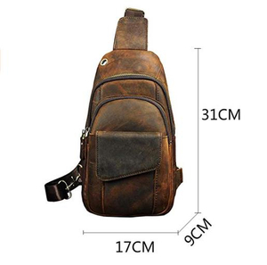 Bolsos de Pecho para Hombre, Bolsos Bandolera de Cuero Genuino, Bolsos Cruzados Triangulares, Mochila con una Sola Correa para el Hombro - Product Image 1
