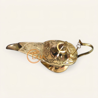 Lampe à huile décorative de style nautique Aladdin Genie avec brûleur d'encens Chirag en laiton plaqué or