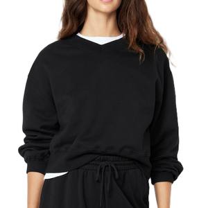 Jerseys informales multicolor de talla grande personalizados recortados para mujer, suéter holgado de manga larga de longitud corta para invierno frontal - Product Image 1