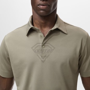 Polo de Golf transpirable 100% algodón relajado ajuste estándar con tapeta de 2 botones negro rendimiento para hombre Polo de Golf - Product Image 5