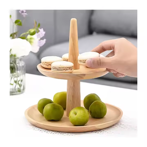 Support à gâteau en métal à la mode Supports à fruits en métal à 2 niveaux Ustensiles de cuisine Usine personnalisé Meilleure vente Support à gâteau rond en bois en métal à plusieurs niveaux - Product Image 6