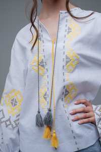 New Arrival Modest Elegant Ukrainian Blouse <b>for</b> Women Embroidery <b>Balloon</b> Sleeve V-Neck Fashion Cotton Clothing Europe Natural - Product Image 4