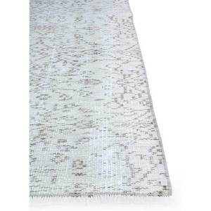 Tapis Vintage en Laine Ivoire Noué à la Main Pae-642 pour Salon, Entrée, Couloir, Chambre d'Adolescent - Motif Puzzle Rectangulaire à Médaillon - Product Image 4