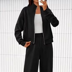 ชุดสเวตเตอร์สำหรับผู้หญิง, ชุดสเวตเตอร์สัมผัสนุ่มสองชิ้นสำหรับฤดูหนาวสไตล์สตรีท - Product Image 4