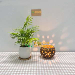 Porte-bougie en coquille de noix de coco 100% artisanal et biodégradable / Porte-bougie chauffe-plat en noix de coco pour la décoration à la maison, au restaurant, à l'hôtel - Product Image 2