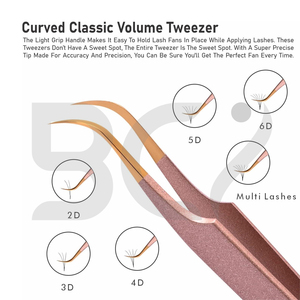 Pince d'extension greffée en acier inoxydable de couleur dorée rose pour le greffage avec étui en cuir PU outils de maquillage de beauté - Product Image 2