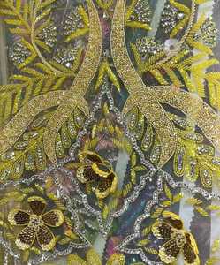 Eco-Friendly Decorative Beaded Lace Material for Girls' Lehenga Creations <b>Sequins</b> Thread Work Textured Accents Regal Finish" - Product Image 2