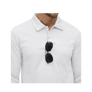 Polo à manches longues écologique pour hommes en coton biologique bambou respirant coupe ajustée imprimé vêtements décontractés commande en gros - Product Image 5