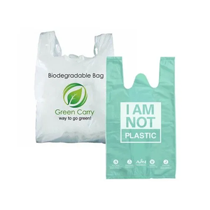 OXO logotipo personalizado PLA Biodegradable lado fuelle termosellado huecograbado impreso camisetas bolsas al por mayor tienda de comestibles Tote Vietnam para - Product Image 1
