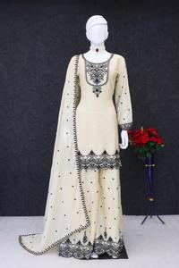 Conjunto de traje de tela Chinon ligero de suministro al por mayor para mujer, perfecto para fiestas y ocasiones informales, disponible al mejor precio - Product Image 5