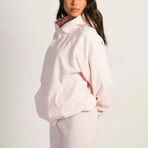 Prix bas, sweat-shirt oversize pour femme 100% coton, hiver, vintage, logo et badge personnalisés sur le devant, sweat-shirts unis - Product Image 3