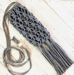 Bolsa de teléfono de macramé hecha a mano, bolso cruzado tejido de algodón bohemio, portador móvil pequeño para viajes, uso doméstico al aire libre - Product Image 5