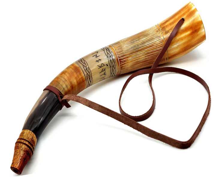 Natural Black Ram Horn Shofar Traditional Musical Instrument for Jewish Spiritual Ceremonies and Sermons Agate