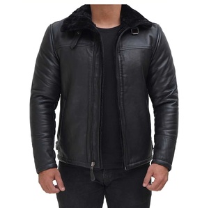 Chaqueta de cuero de bombardero de piel de oveja genuina para hombre, chaquetas de cuero de motocicleta, chaqueta de cuero multicolor para hombre - Product Image 4