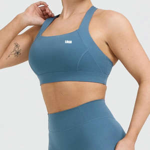 Soutien-gorge de sport sexy pour femme, à dos croisé, col en U, bretelles larges, maintien élevé, avec rembourrage amovible, fabrication OEM personnalisée - Product Image 3